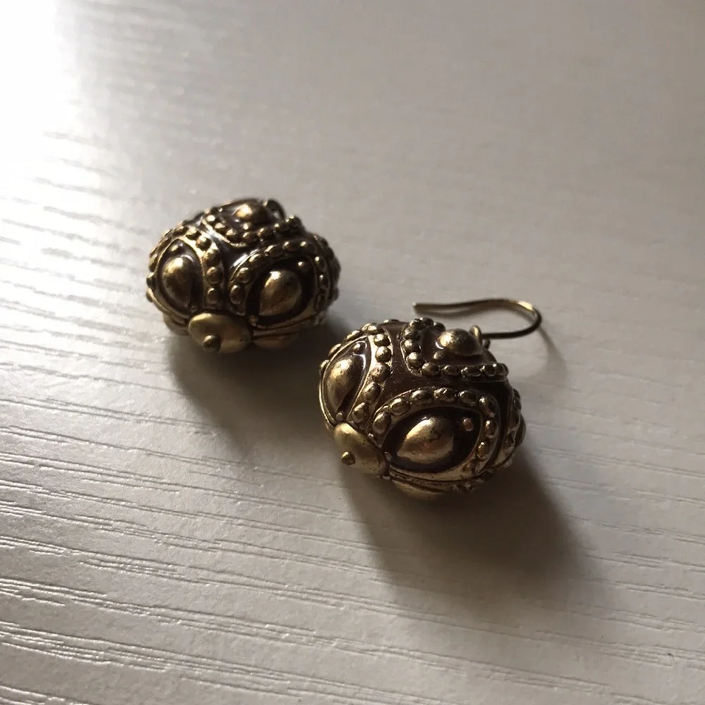 Silver gold chrome ornament style earrings